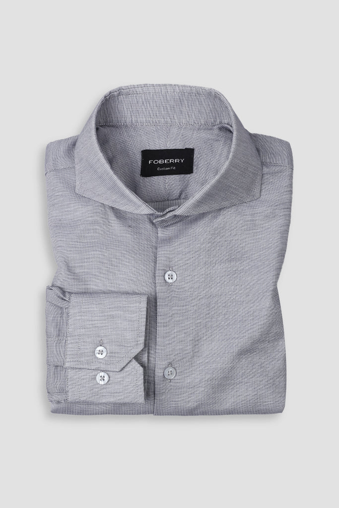Light Grey Self Structured Shirt