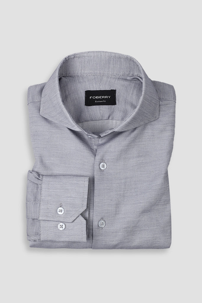Light Grey Self Structured Shirt