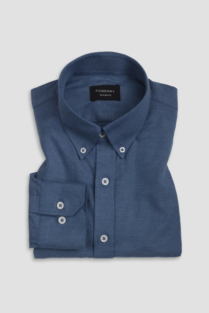 Cobalt Blue Brushed Winter Flannel Shirt - Foberry USA