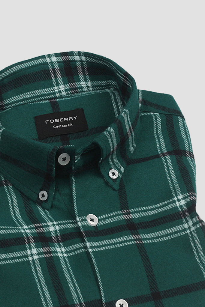 Montana Green Japanese Low Twist Flannel Shirt - Foberry USA