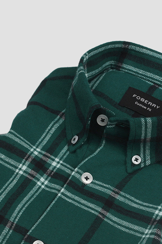 Montana Green Japanese Low Twist Flannel Shirt - Foberry USA