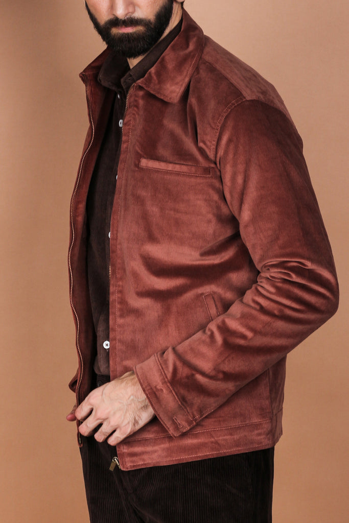 Mountain Brown Corduroy Zipper Jacket - Foberry USA