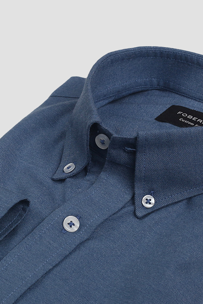 Cobalt Blue Brushed Winter Flannel Shirt - Foberry USA