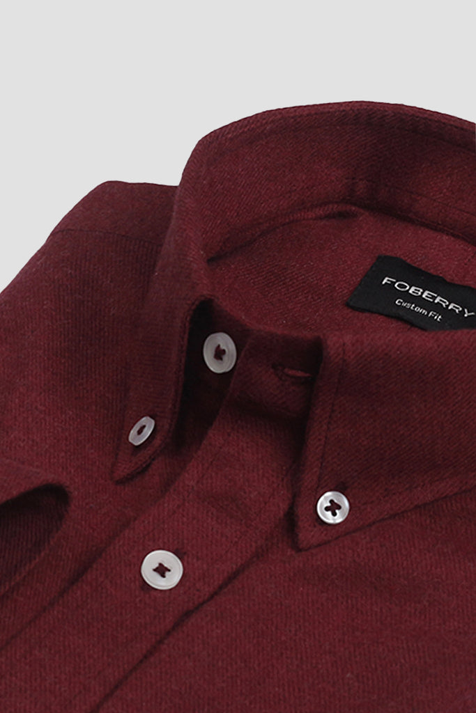 Maroon Brushed Winter Flannel Shirt - Foberry USA
