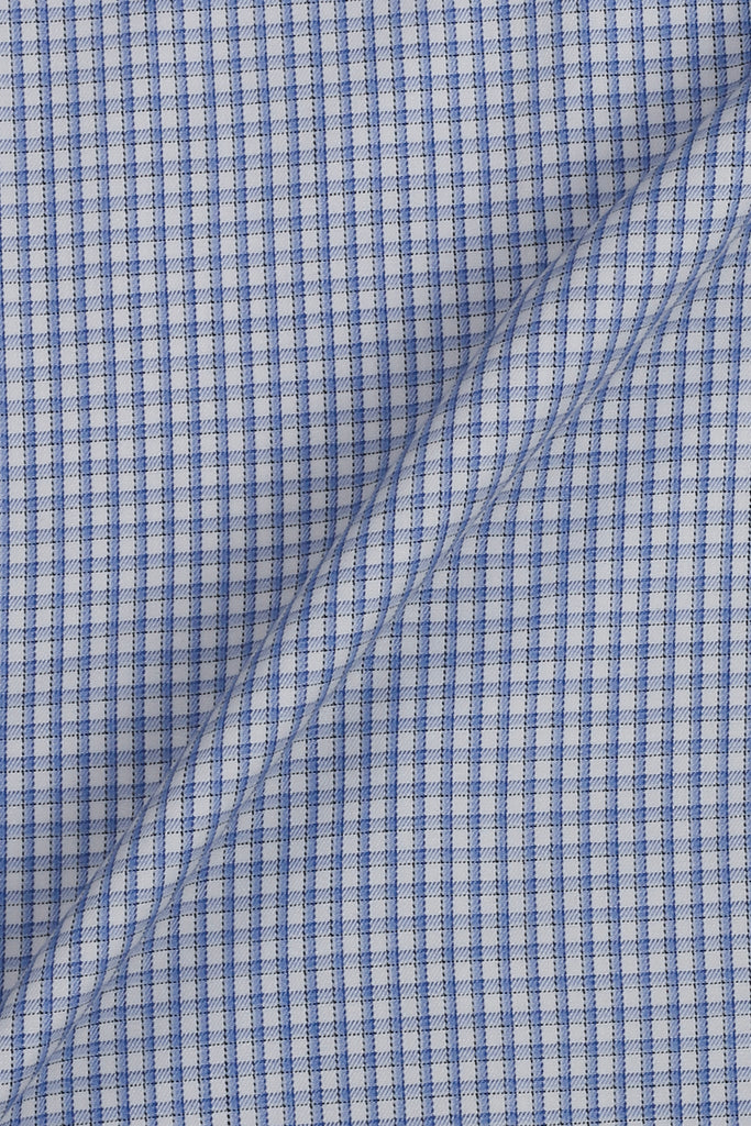 Blue Box Weave Patterned Shirt