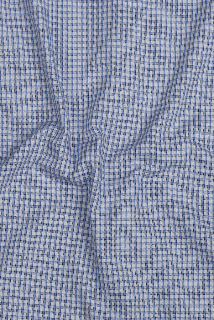 Blue Box Weave Patterned Shirt