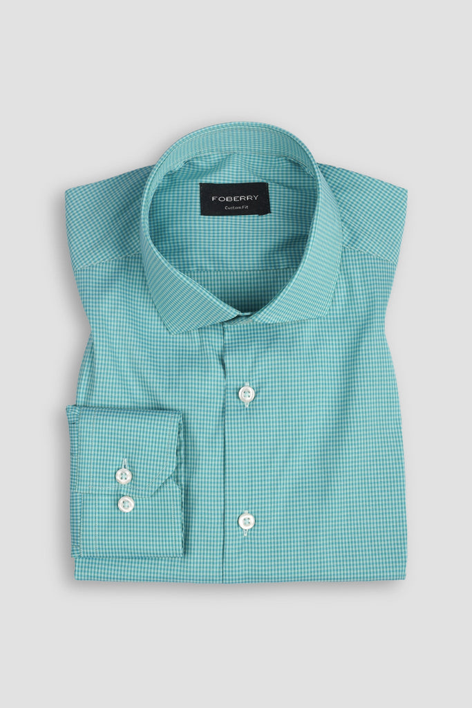 Teal Green Micro Gingham Shirt
