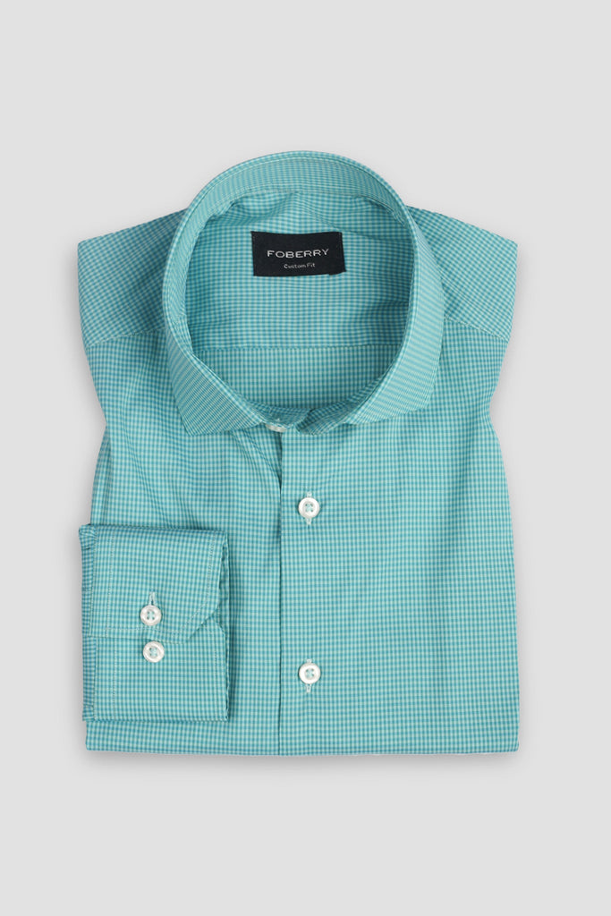 Teal Green Micro Gingham Shirt