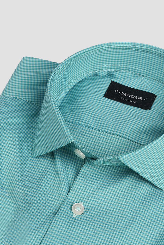 Teal Green Micro Gingham Shirt