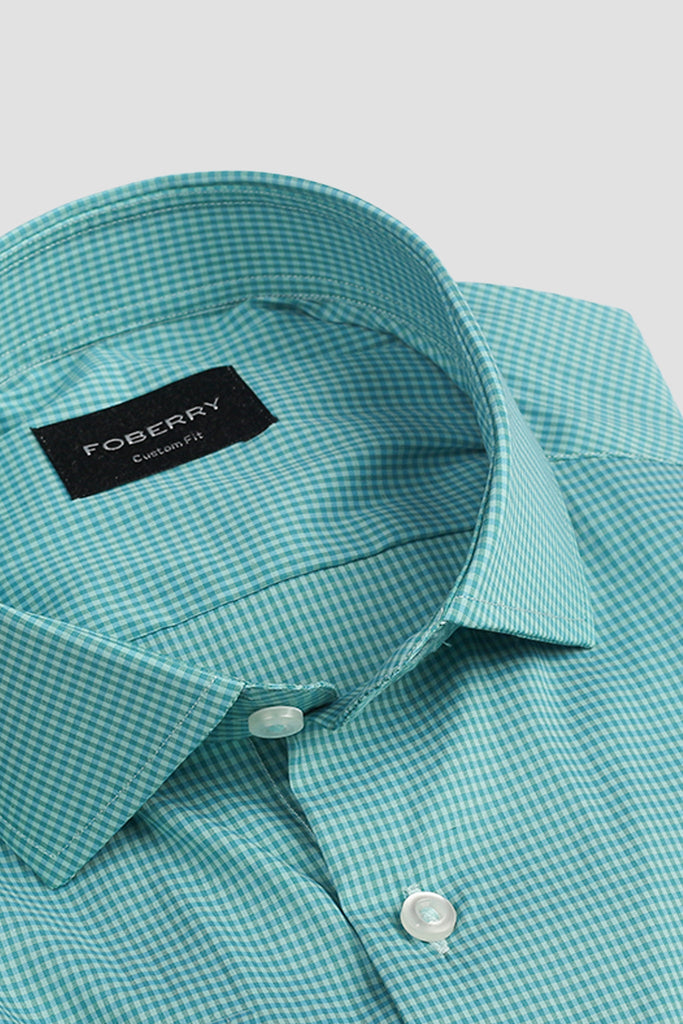 Teal Green Micro Gingham Shirt