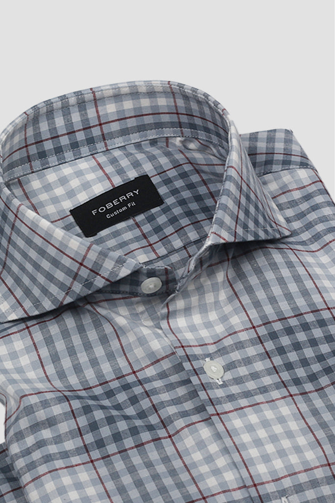 Salt Blue and White Check Shirt - Foberry USA