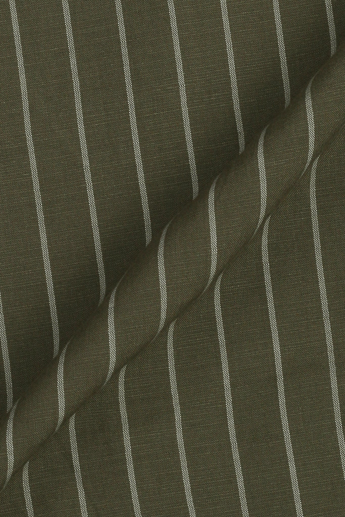 Olive White Striped Linen Shirt