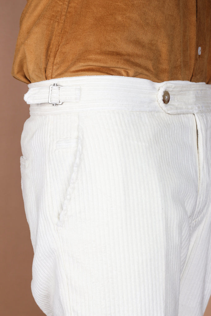White Wide Wale Corduroy Trouser - Foberry USA
