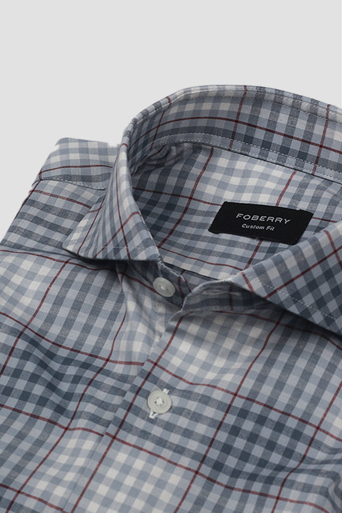 Salt Blue and White Check Shirt - Foberry USA