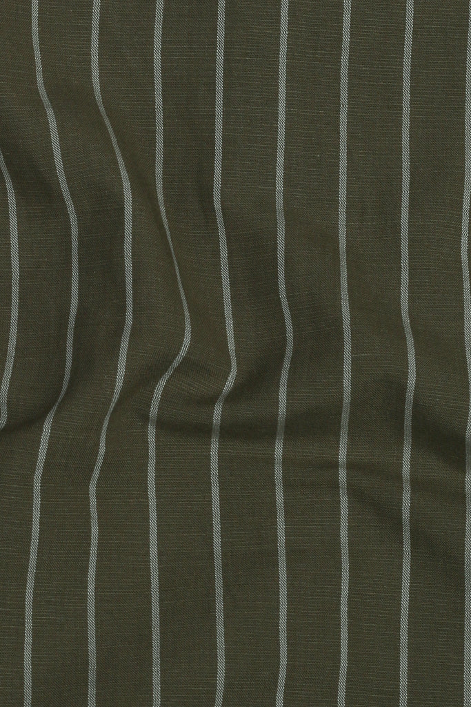 Olive White Striped Linen Shirt