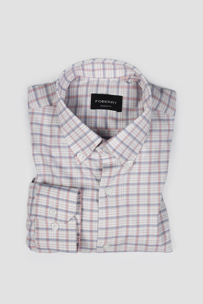 Fuschia White Tartan Flannel Shirt - Foberry USA