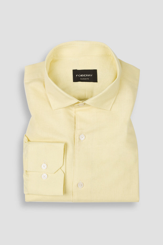 Pastel Yellow Cotton Linen Shirt