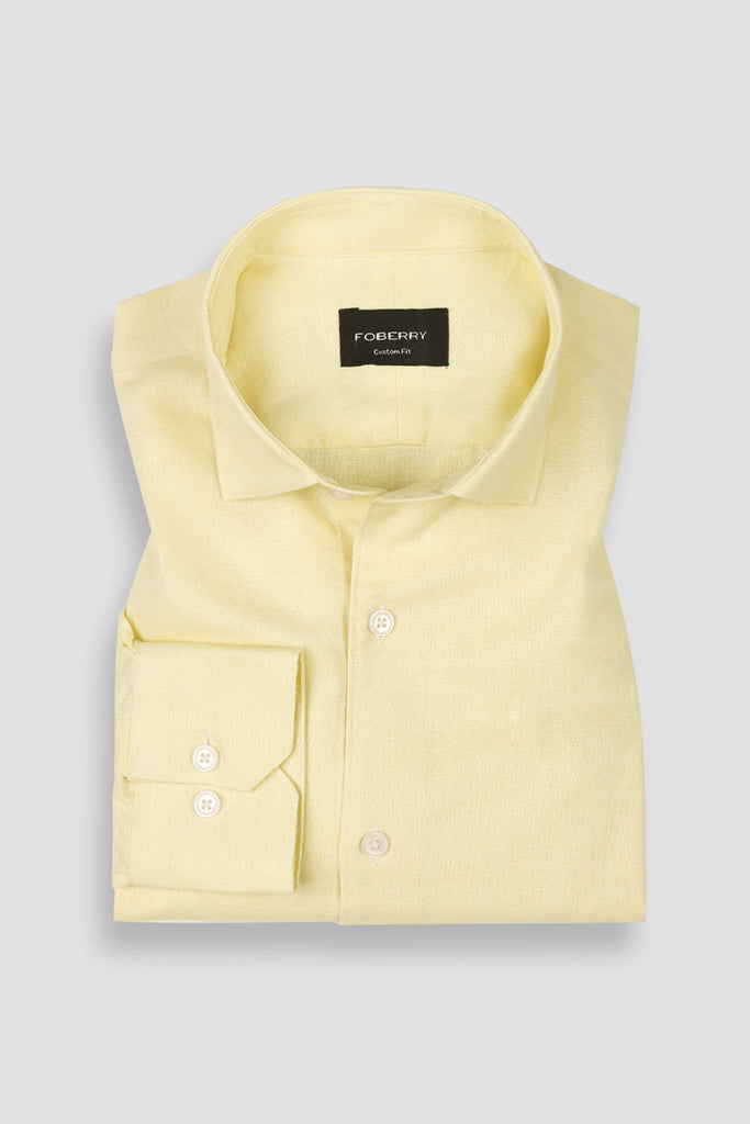 Pastel Yellow Cotton Linen Shirt