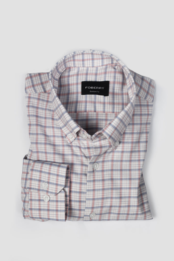 Fuschia White Tartan Flannel Shirt - Foberry USA