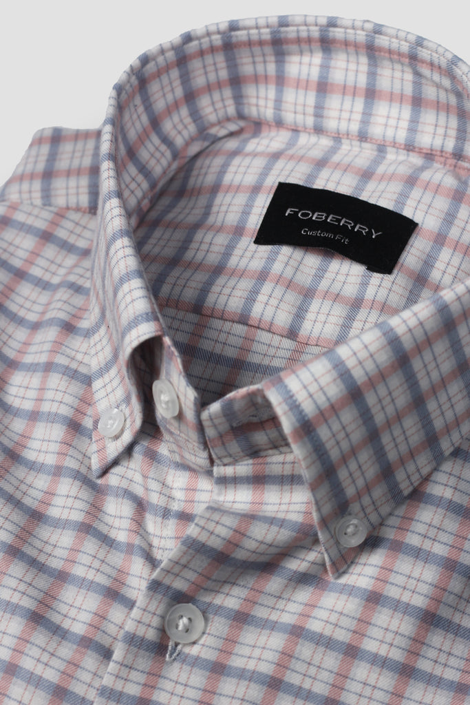 Fuschia White Tartan Flannel Shirt - Foberry USA