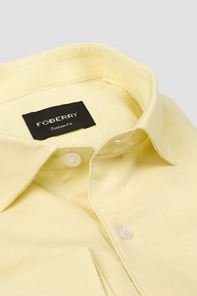 Pastel Yellow Cotton Linen Shirt