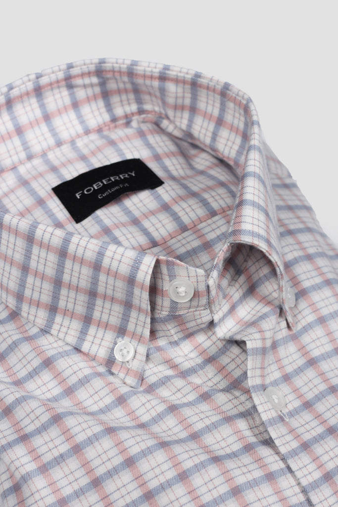 Fuschia White Tartan Flannel Shirt - Foberry USA