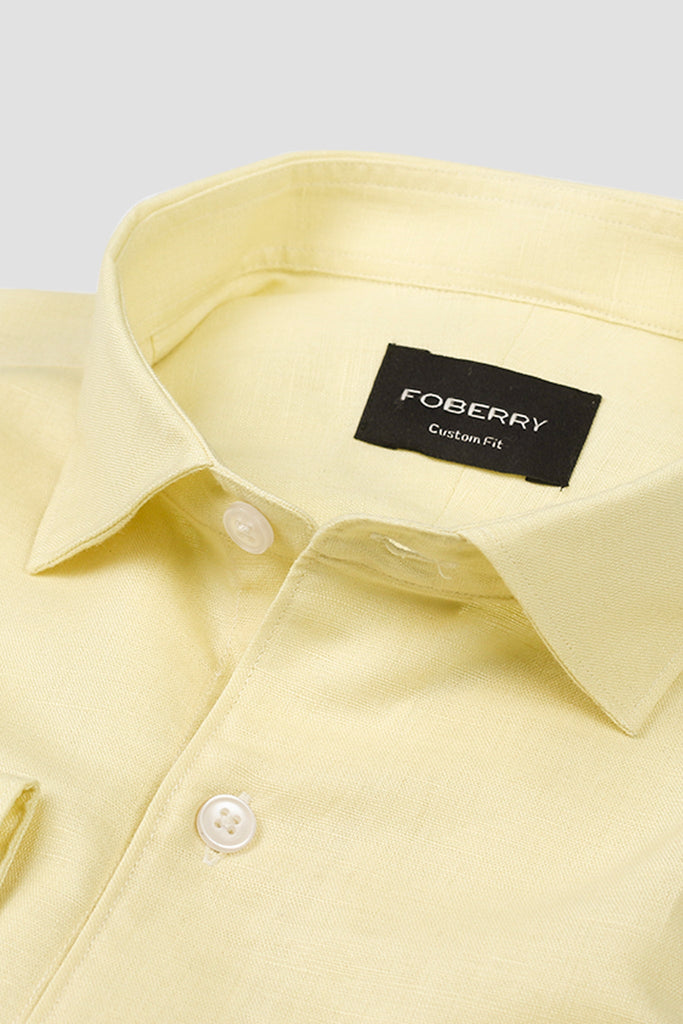 Pastel Yellow Cotton Linen Shirt