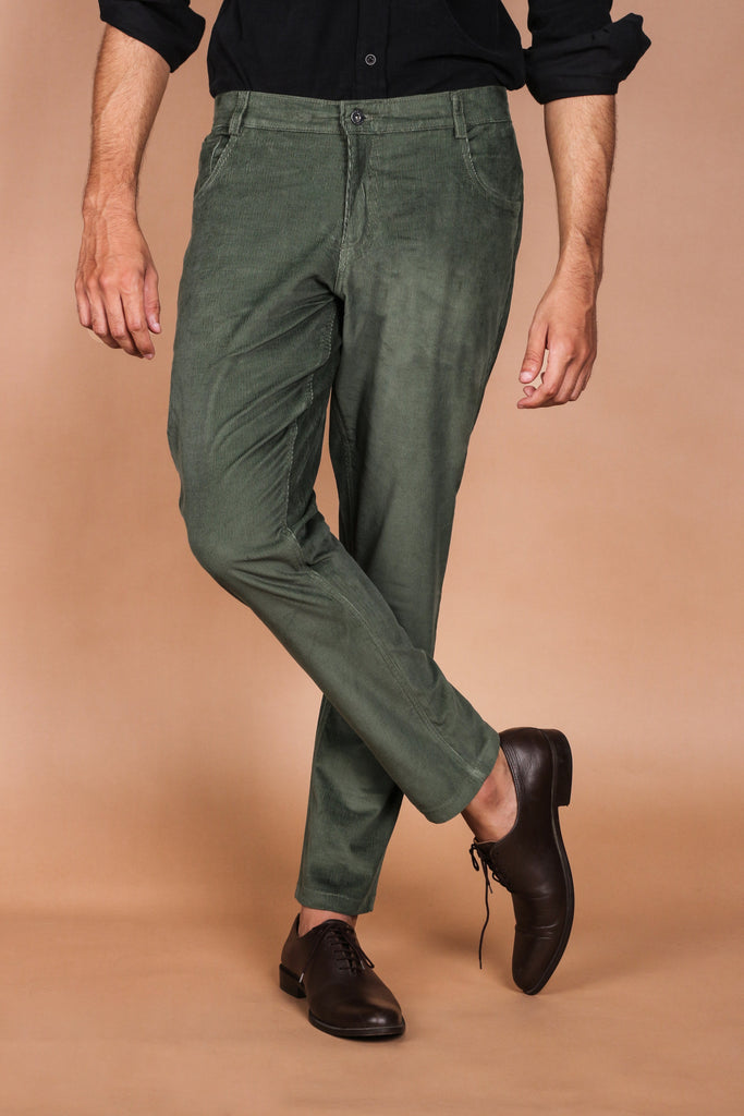 Seaweed Green Five Pocket Corduroy Trouser - Foberry USA