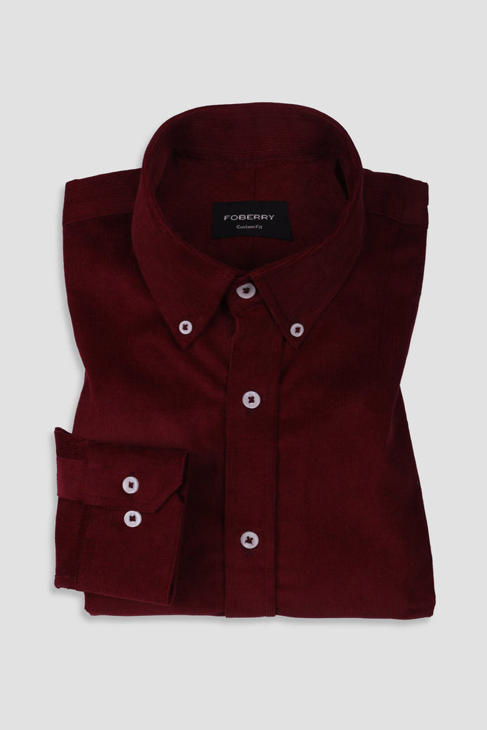 Burgundy Corduroy Shirt - Foberry USA
