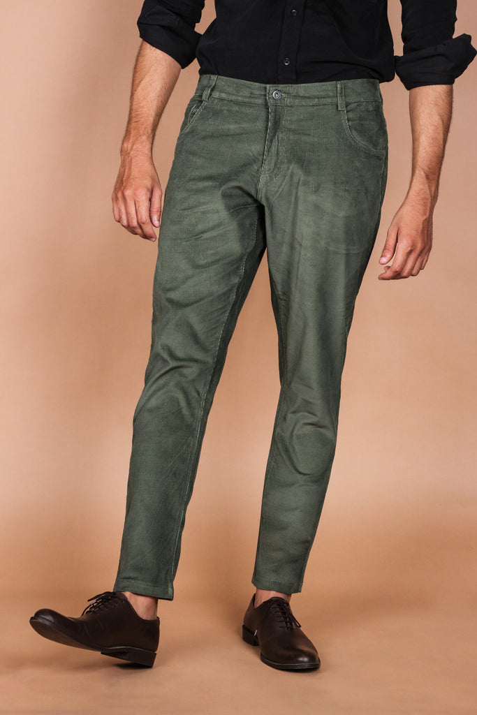 Seaweed Green Five Pocket Corduroy Trouser - Foberry USA