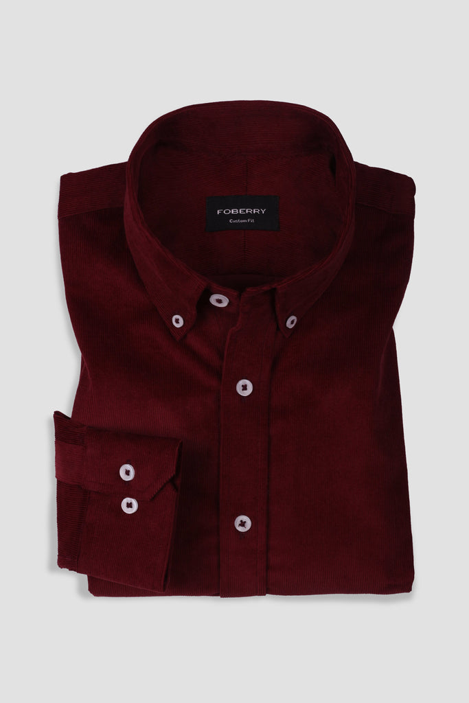 Burgundy Corduroy Shirt - Foberry USA