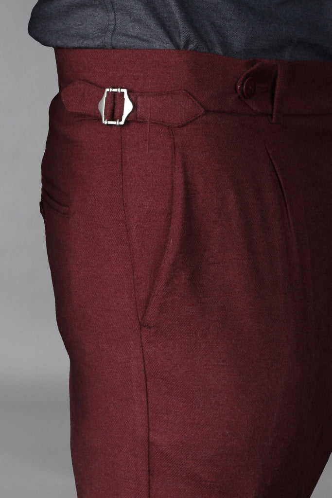 Maroon Brushed Flannel Trousers - Foberry USA