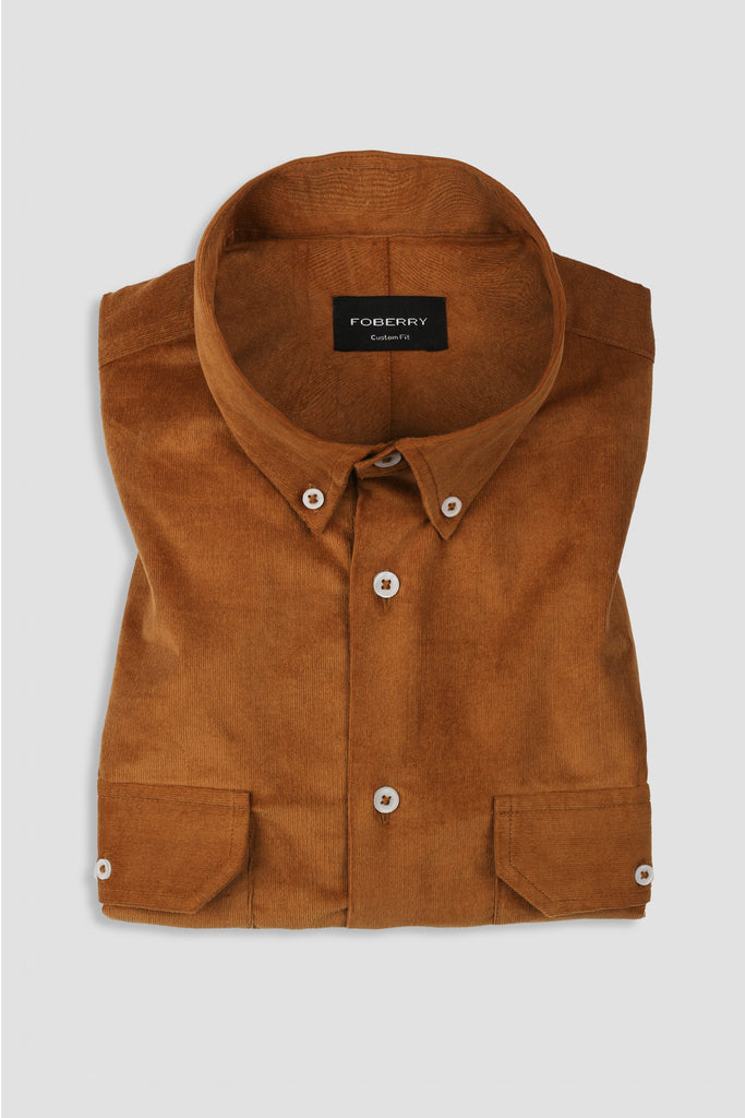 Tan Brown Corduroy Shirt - Foberry USA