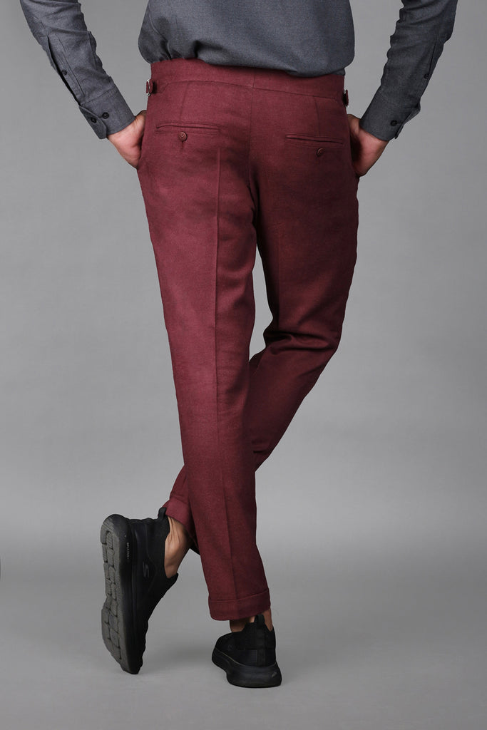 Maroon Brushed Flannel Trousers - Foberry USA
