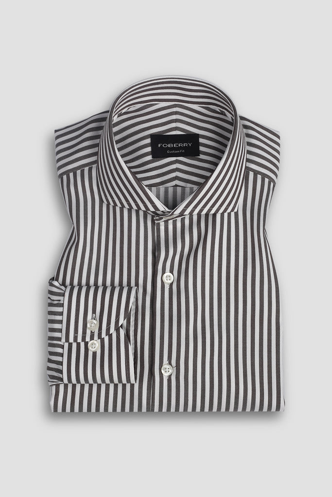 Charcoal Bengal Structured Stripes Shirt