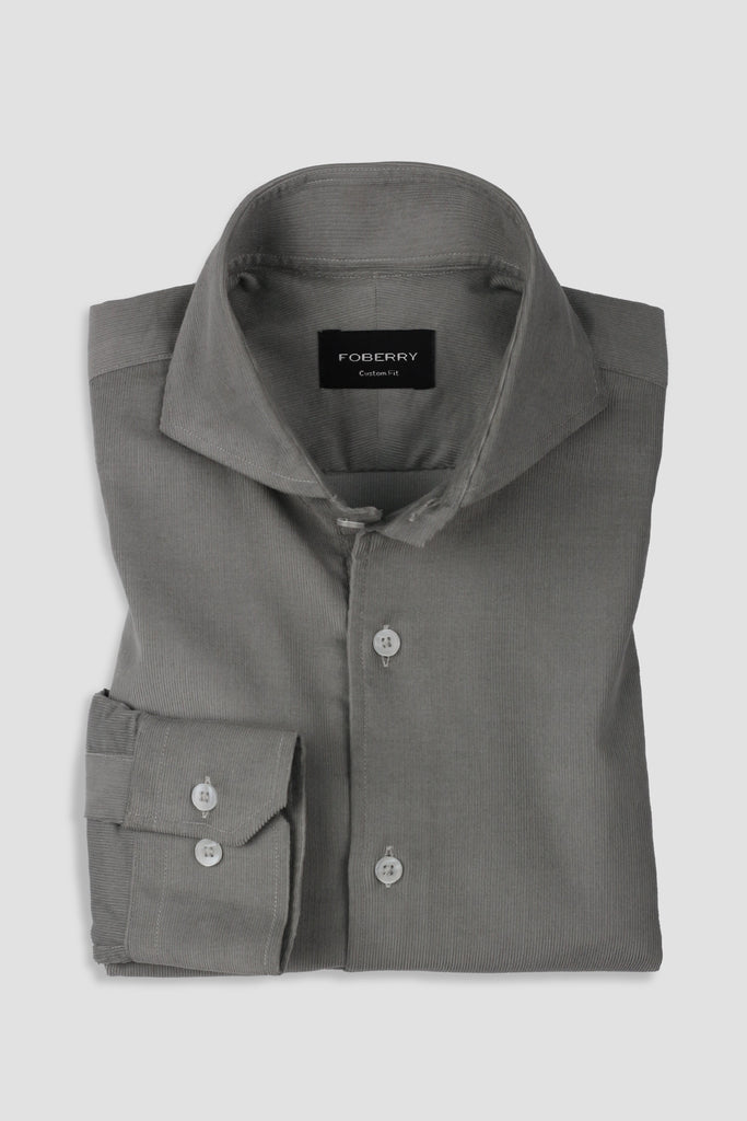 Greenish Grey Corduroy Shirt - Foberry USA