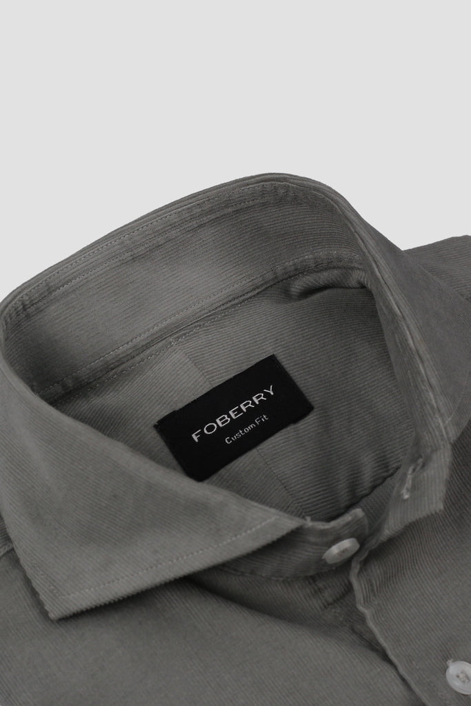 Greenish Grey Corduroy Shirt - Foberry USA