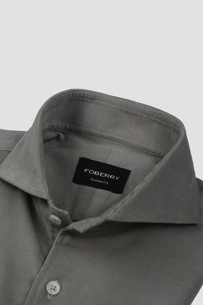 Greenish Grey Corduroy Shirt - Foberry USA
