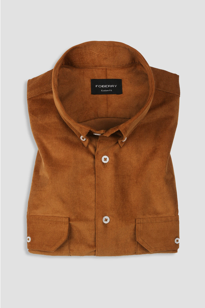 Tan Brown Corduroy Shirt - Foberry USA