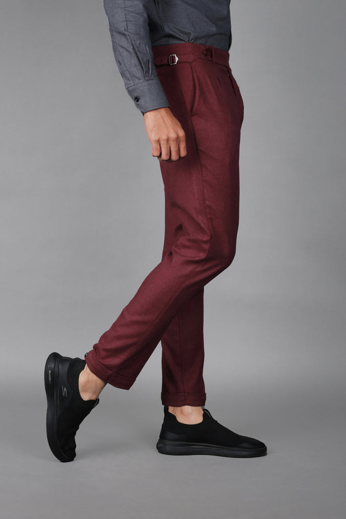 Maroon Brushed Flannel Trousers - Foberry USA