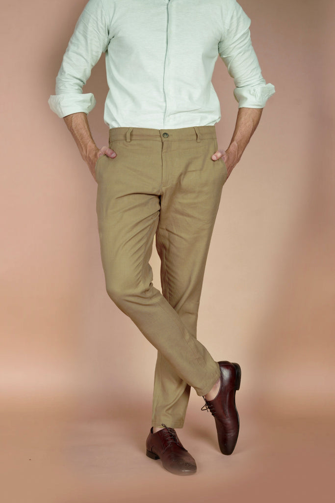 Tan Linen Trousers - Foberry USA