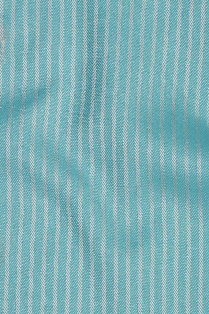 Aqua Blue Egyptian Twill Striped Shirt
