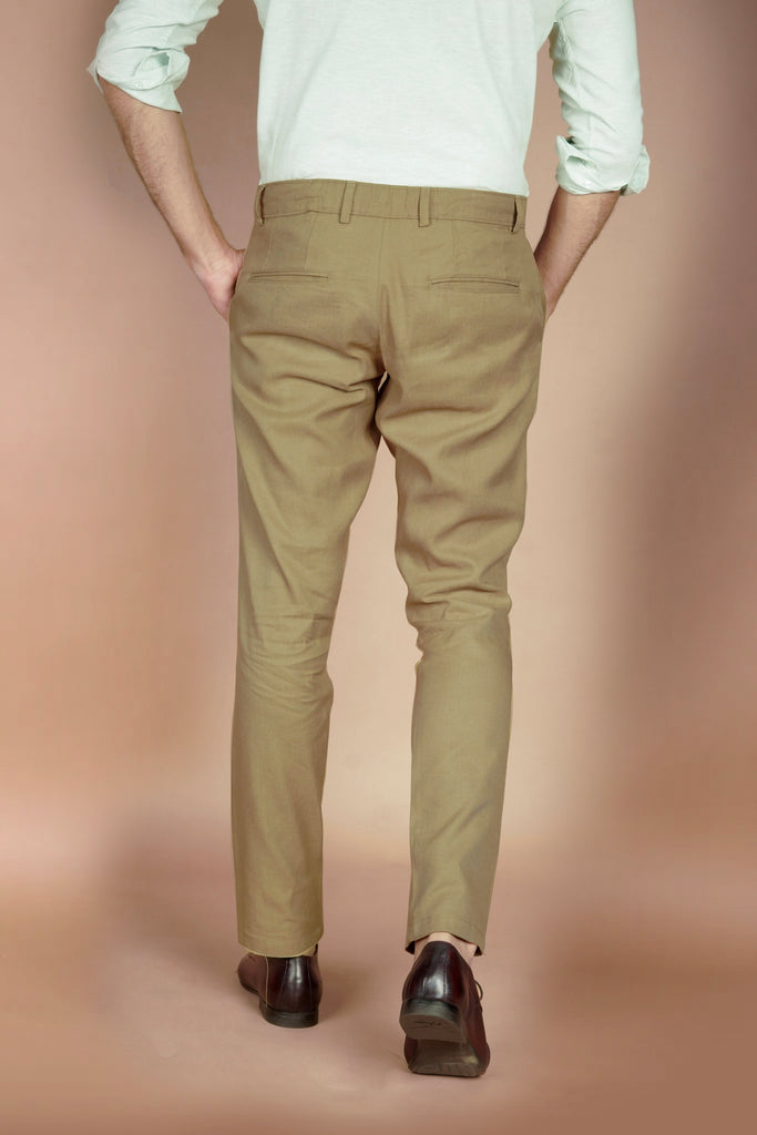 Tan Linen Trousers - Foberry USA
