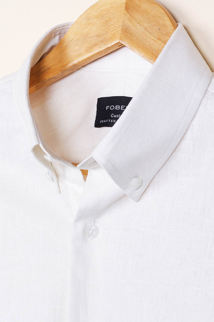 Ivory White  Linen Shirt - Foberry USA