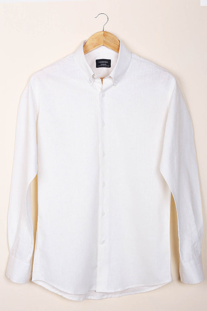 Ivory White  Linen Shirt - Foberry USA