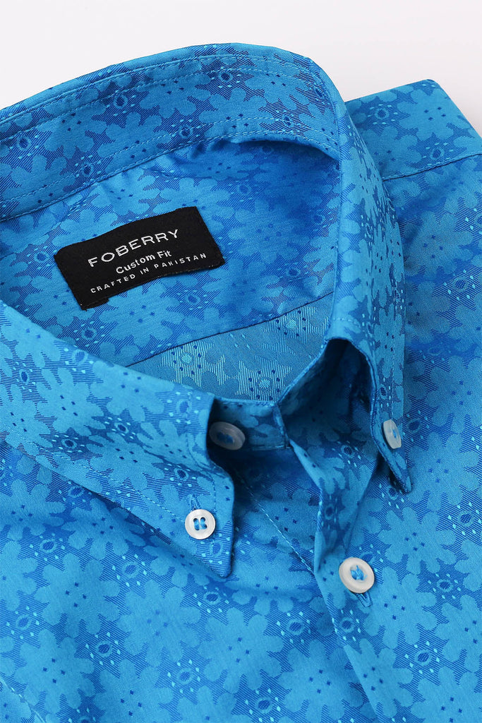 Blue Jacquard Shirt - Foberry USA