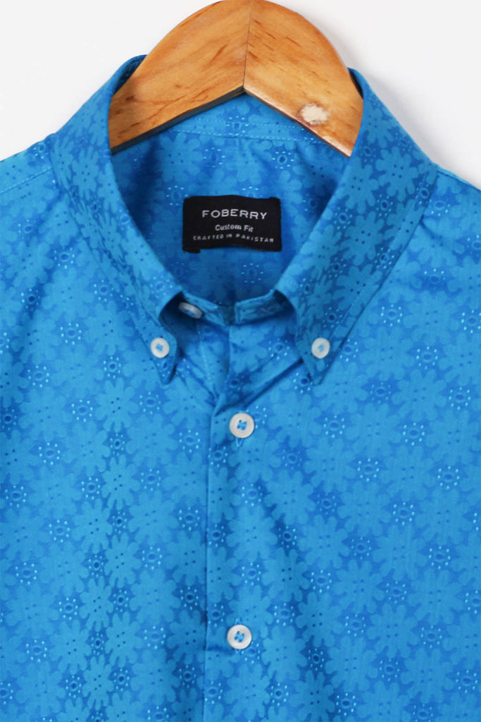 Blue Jacquard Shirt - Foberry USA