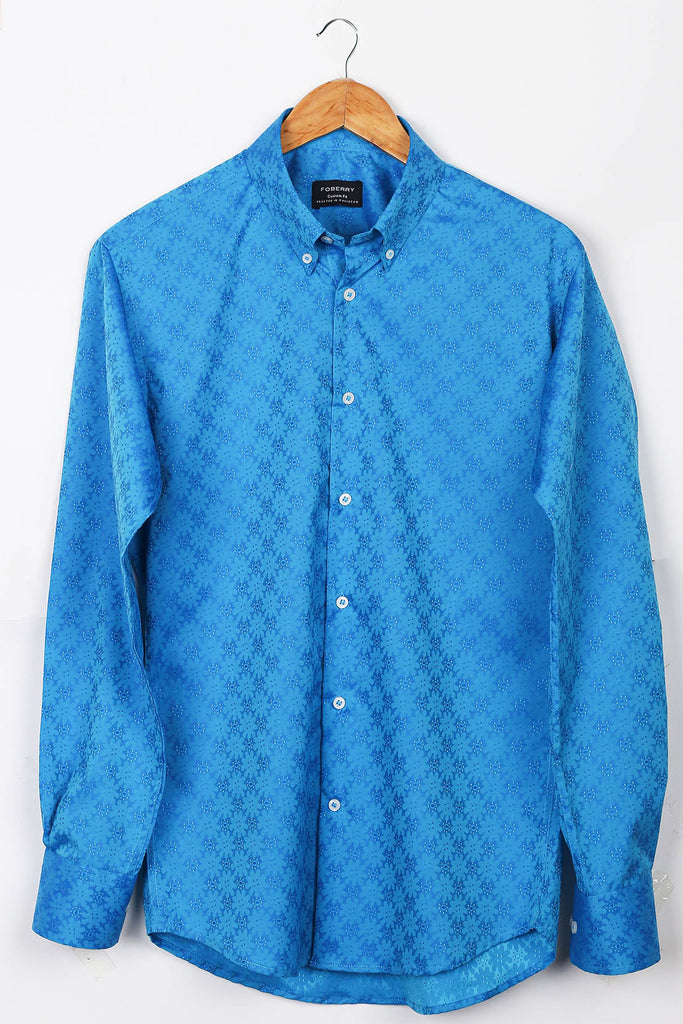 Blue Jacquard Shirt - Foberry USA