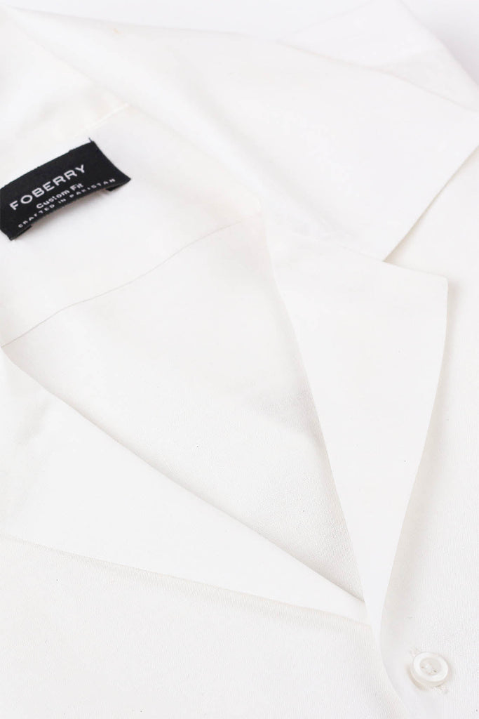 White Linen Camp Collar Shirt - Foberry USA