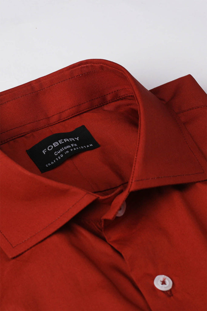 Burgundy Poplin Shirt - Foberry USA